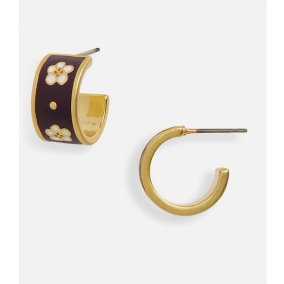 Madewell Jewelry - Madewell Vintage Mulberry Enamel Countryside Huggie Hoop Earrings